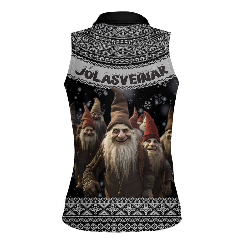 13 Yule Lads Iceland Christmas Women Sleeveless Polo Shirt Jolasveinar and Nordic Traditional Pattern - Wonder Print Shop