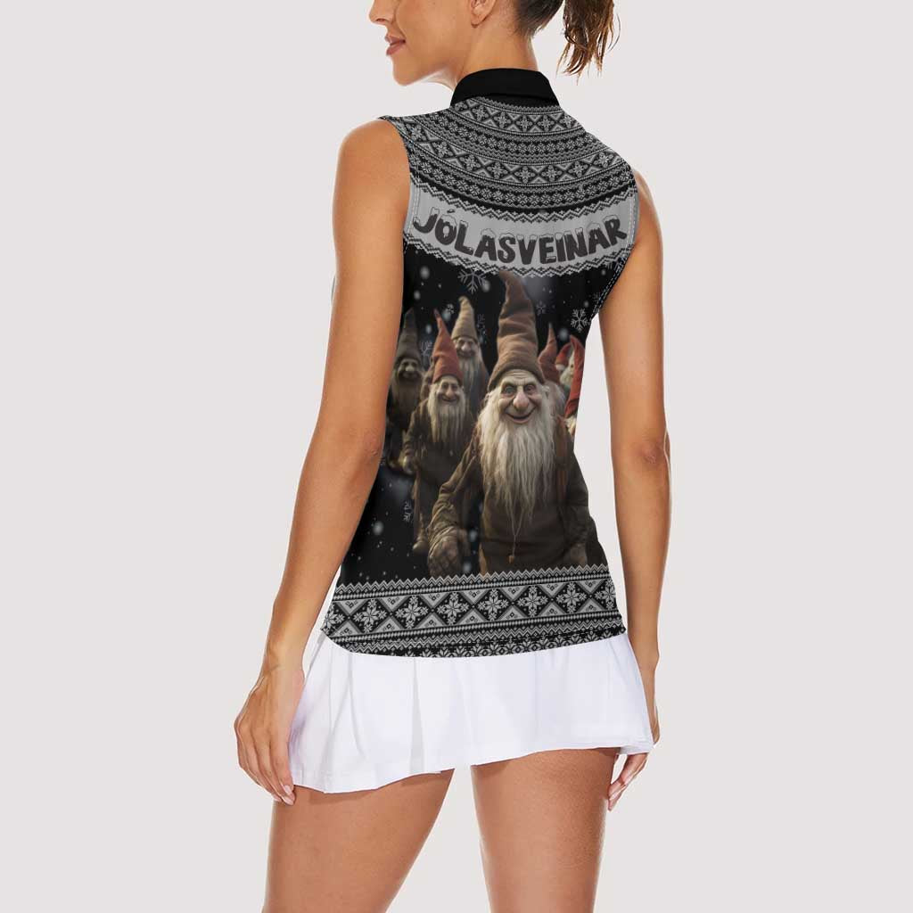 13 Yule Lads Iceland Christmas Women Sleeveless Polo Shirt Jolasveinar and Nordic Traditional Pattern - Wonder Print Shop
