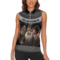 13 Yule Lads Iceland Christmas Women Sleeveless Polo Shirt Jolasveinar and Nordic Traditional Pattern - Wonder Print Shop