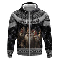 13 Yule Lads Iceland Christmas Zip Hoodie Jolasveinar and Nordic Traditional Pattern - Wonder Print Shop