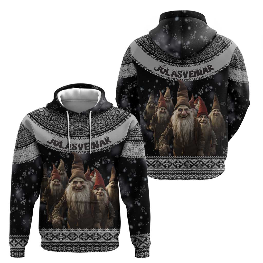 13 Yule Lads Iceland Christmas Zip Hoodie Jolasveinar and Nordic Traditional Pattern - Wonder Print Shop