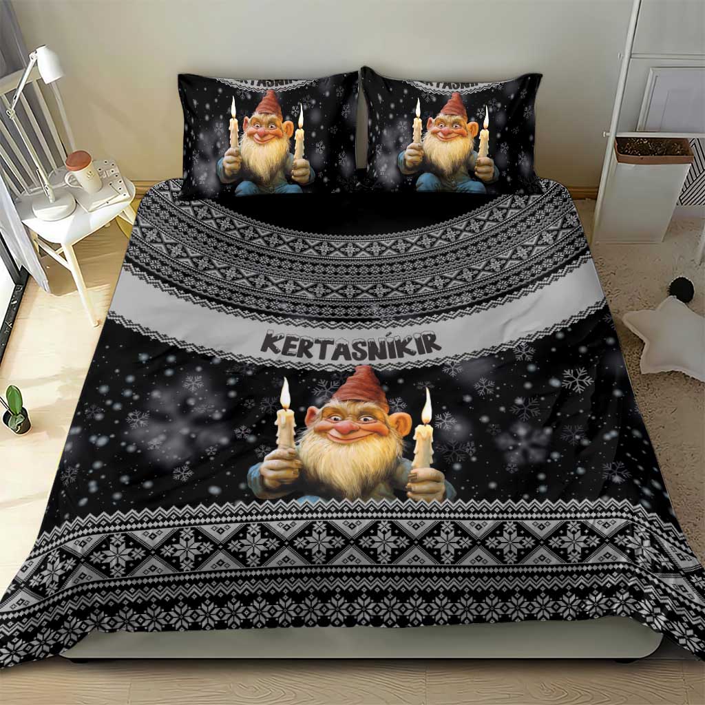Iceland Kertasnikir Christmas Bedding Set Candle Beggar and Nordic Traditional Pattern - Wonder Print Shop