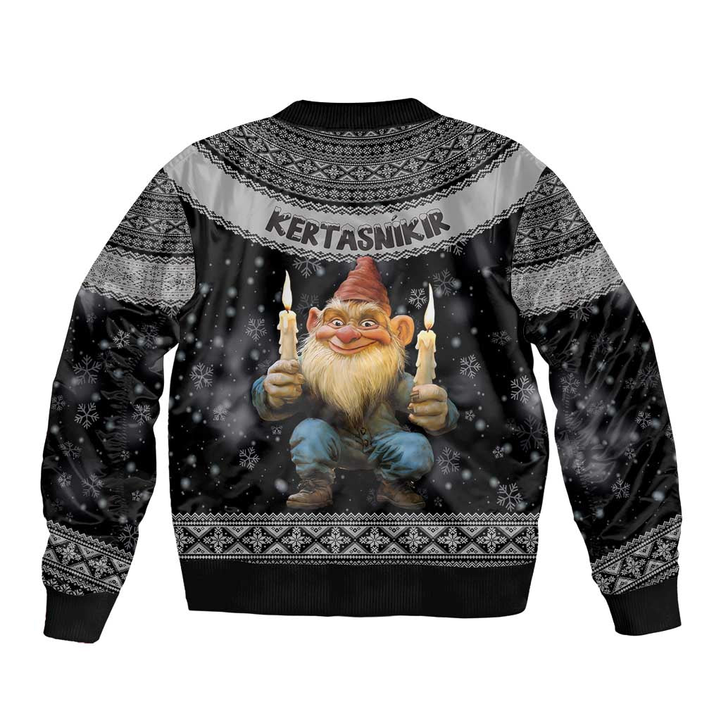 Iceland Kertasnikir Christmas Bomber Jacket Candle Beggar and Nordic Traditional Pattern - Wonder Print Shop