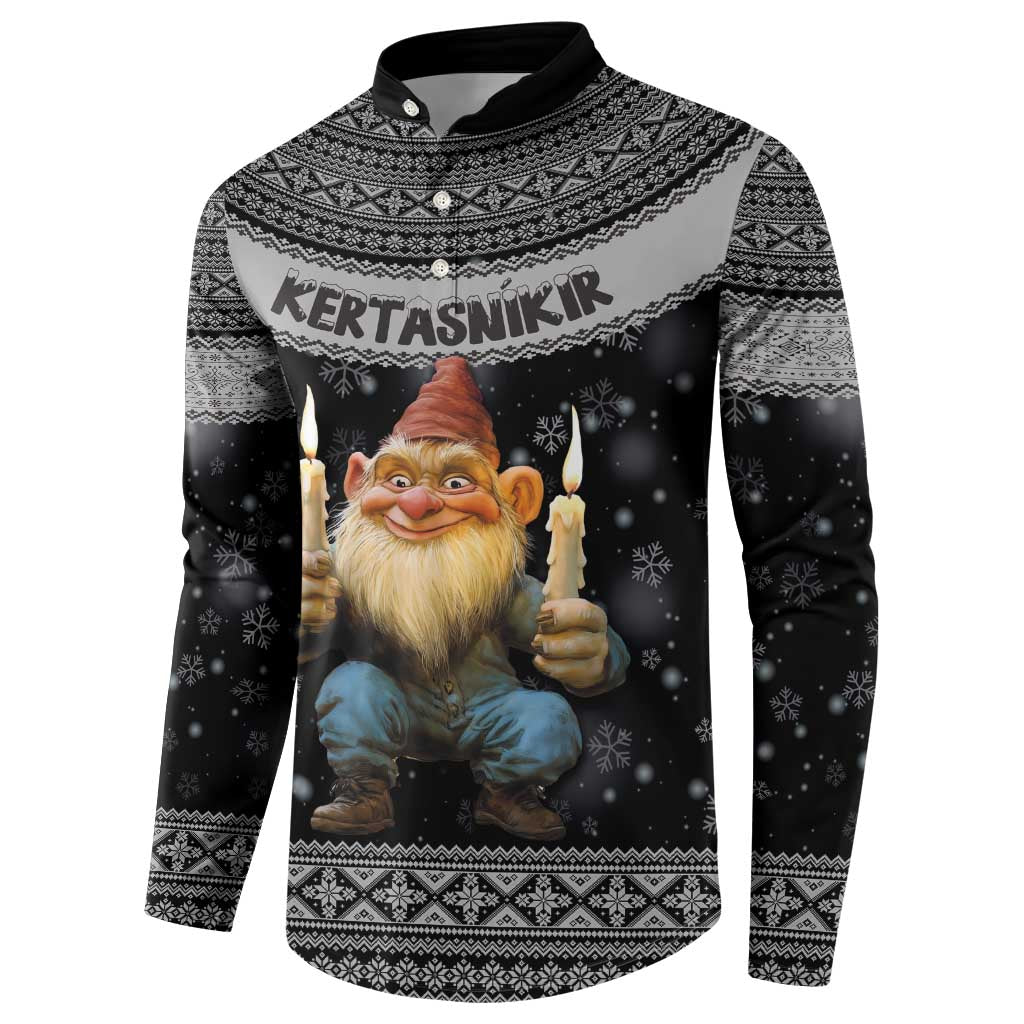 Iceland Kertasnikir Christmas Button Sweatshirt Candle Beggar and Nordic Traditional Pattern - Wonder Print Shop