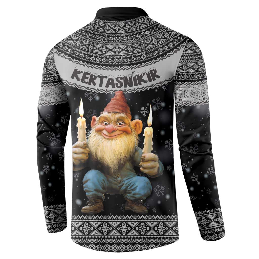 Iceland Kertasnikir Christmas Button Sweatshirt Candle Beggar and Nordic Traditional Pattern - Wonder Print Shop