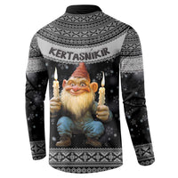 Iceland Kertasnikir Christmas Button Sweatshirt Candle Beggar and Nordic Traditional Pattern - Wonder Print Shop