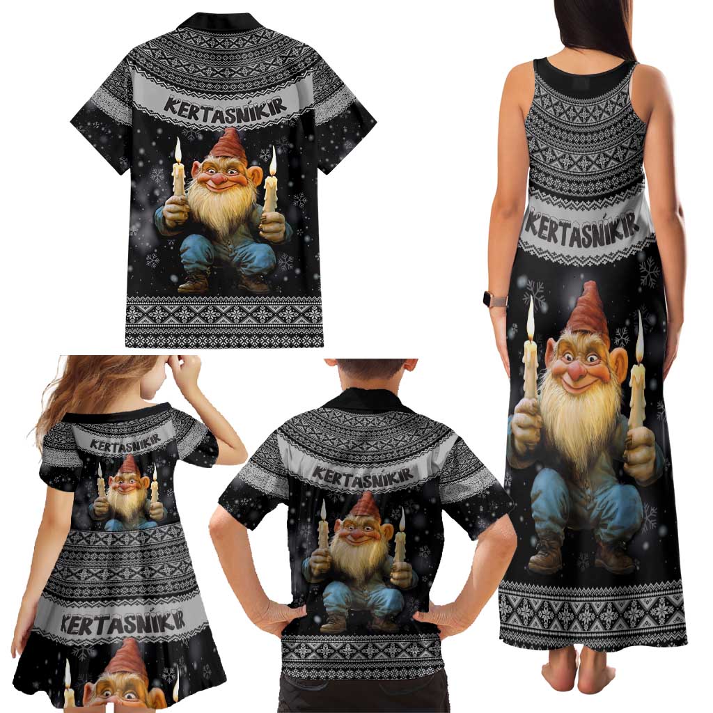 Iceland Kertasnikir Christmas Family Matching Tank Maxi Dress and Hawaiian Shirt Candle Beggar and Nordic Traditional Pattern - Wonder Print Shop