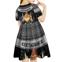 Iceland Kertasnikir Christmas Kid Short Sleeve Dress Candle Beggar and Nordic Traditional Pattern - Wonder Print Shop