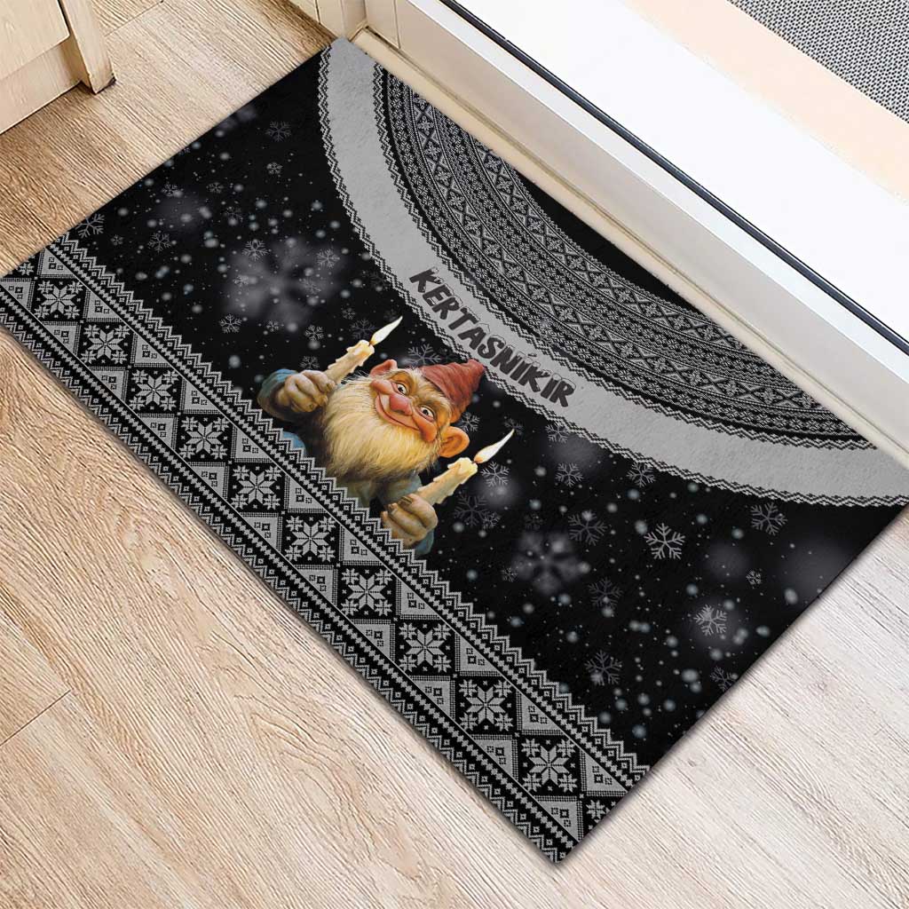 Iceland Kertasnikir Christmas Rubber Doormat Candle Beggar and Nordic Traditional Pattern - Wonder Print Shop