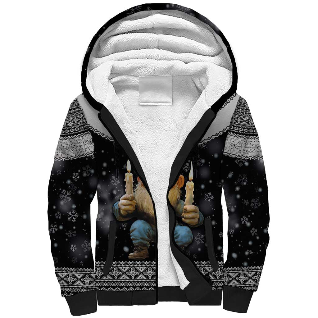Iceland Kertasnikir Christmas Sherpa Hoodie Candle Beggar and Nordic Traditional Pattern - Wonder Print Shop