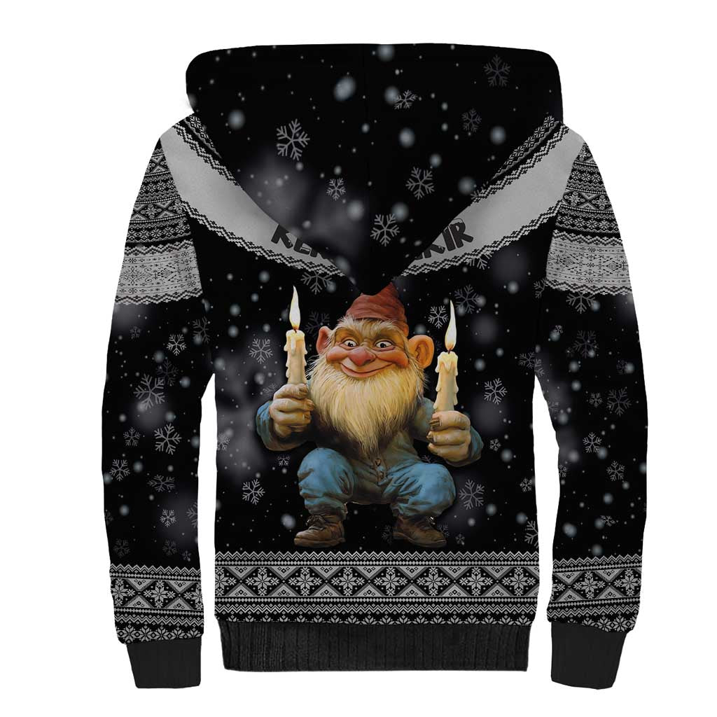 Iceland Kertasnikir Christmas Sherpa Hoodie Candle Beggar and Nordic Traditional Pattern - Wonder Print Shop