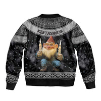 Iceland Kertasnikir Christmas Sleeve Zip Bomber Jacket Candle Beggar and Nordic Traditional Pattern - Wonder Print Shop