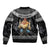 Iceland Kertasnikir Christmas Sleeve Zip Bomber Jacket Candle Beggar and Nordic Traditional Pattern - Wonder Print Shop