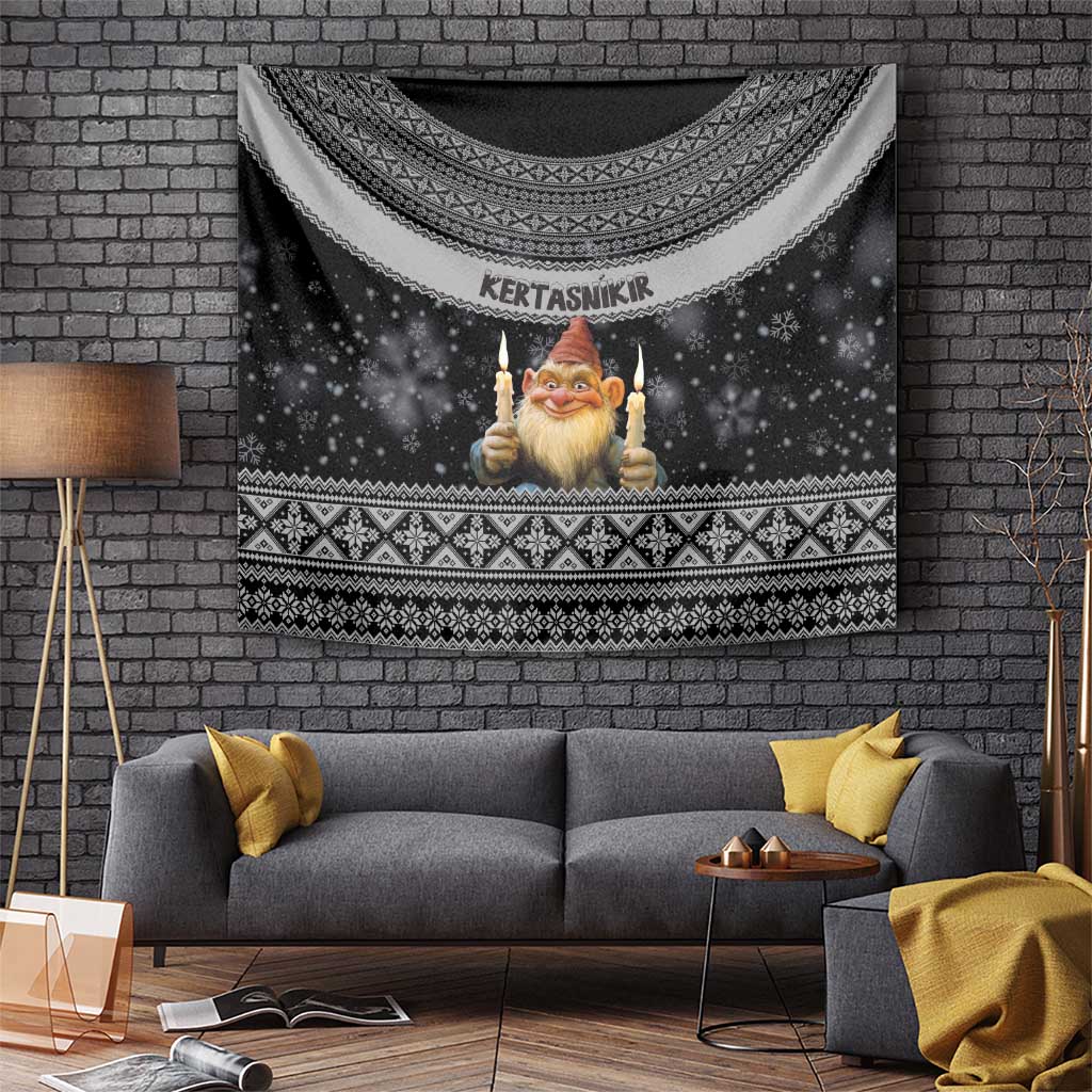 Iceland Kertasnikir Christmas Tapestry Candle Beggar and Nordic Traditional Pattern - Wonder Print Shop