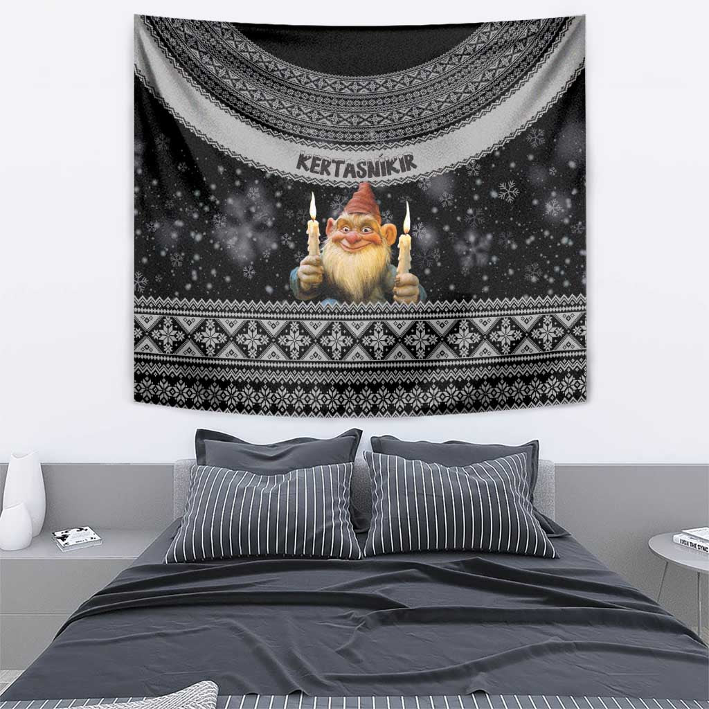 Iceland Kertasnikir Christmas Tapestry Candle Beggar and Nordic Traditional Pattern - Wonder Print Shop