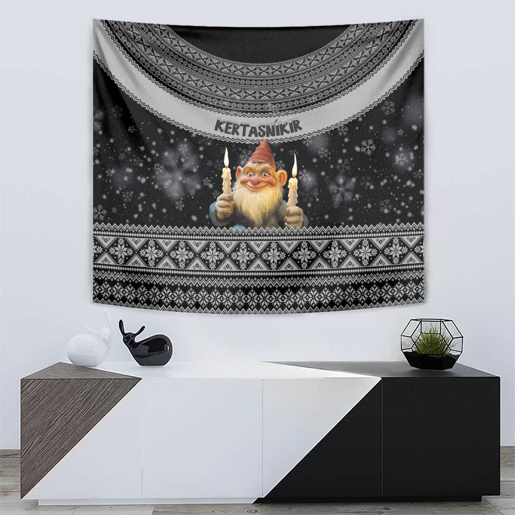 Iceland Kertasnikir Christmas Tapestry Candle Beggar and Nordic Traditional Pattern - Wonder Print Shop