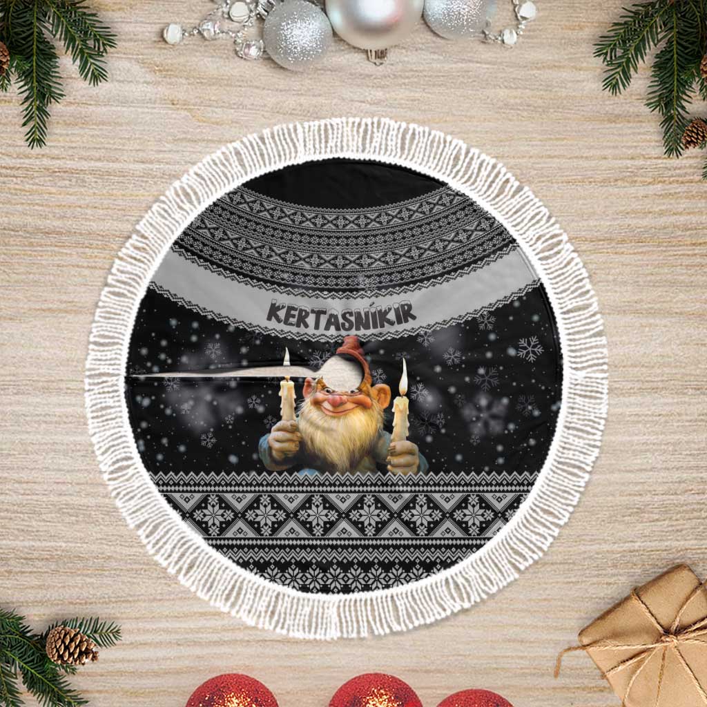 Iceland Kertasnikir Christmas Tree Skirt Candle Beggar and Nordic Traditional Pattern - Wonder Print Shop