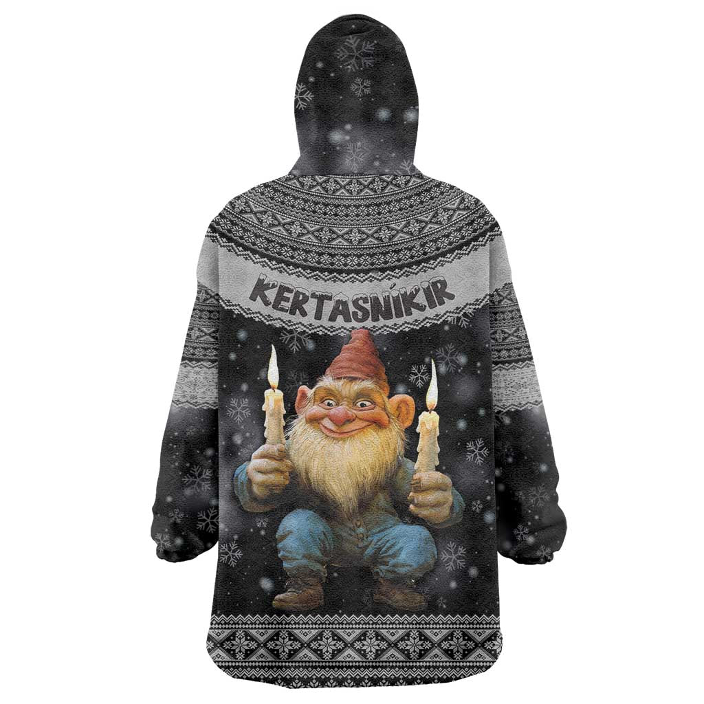 Iceland Kertasnikir Christmas Wearable Blanket Hoodie Candle Beggar and Nordic Traditional Pattern - Wonder Print Shop