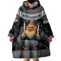 Iceland Kertasnikir Christmas Wearable Blanket Hoodie Candle Beggar and Nordic Traditional Pattern - Wonder Print Shop