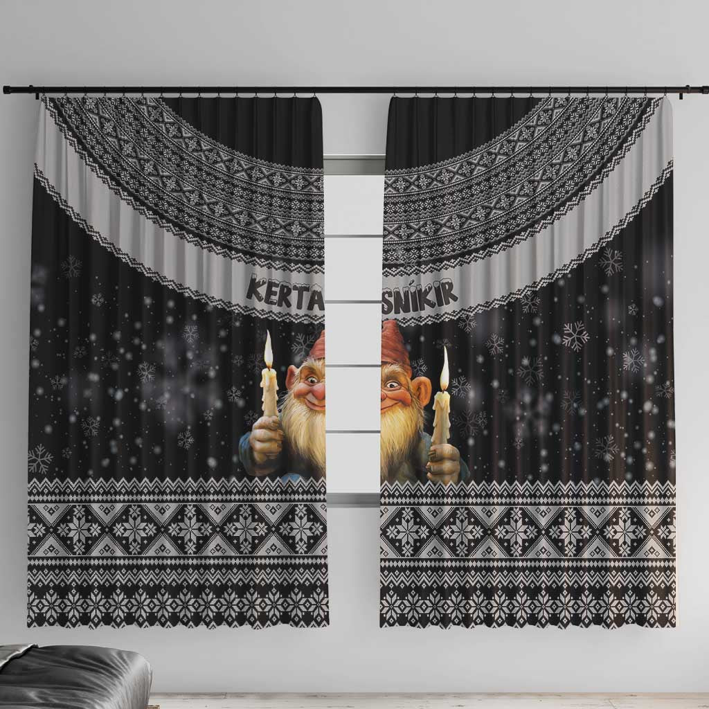Iceland Kertasnikir Christmas Window Curtain Candle Beggar and Nordic Traditional Pattern - Wonder Print Shop