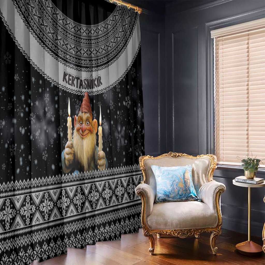 Iceland Kertasnikir Christmas Window Curtain Candle Beggar and Nordic Traditional Pattern - Wonder Print Shop