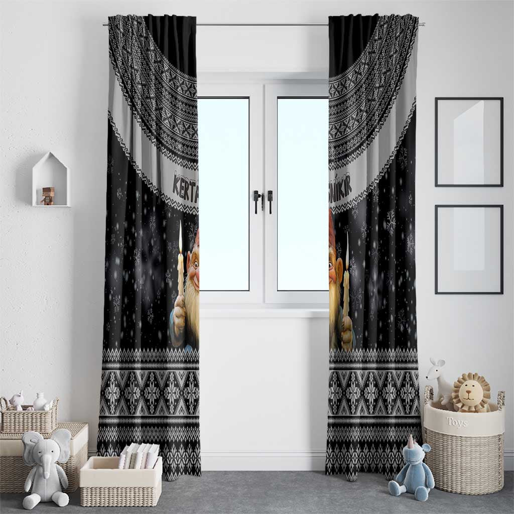 Iceland Kertasnikir Christmas Window Curtain Candle Beggar and Nordic Traditional Pattern - Wonder Print Shop