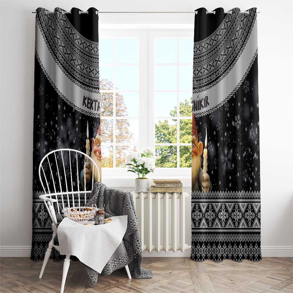 Iceland Kertasnikir Christmas Window Curtain Candle Beggar and Nordic Traditional Pattern - Wonder Print Shop