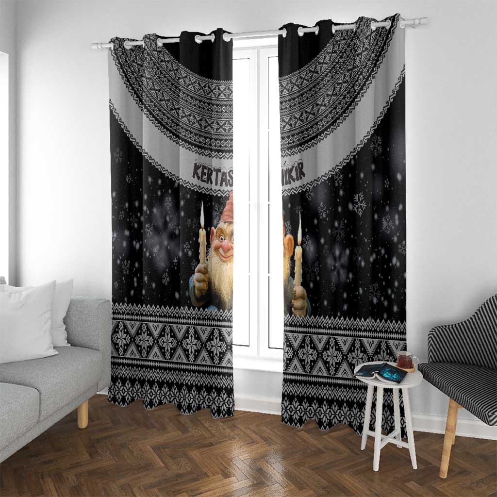 Iceland Kertasnikir Christmas Window Curtain Candle Beggar and Nordic Traditional Pattern - Wonder Print Shop