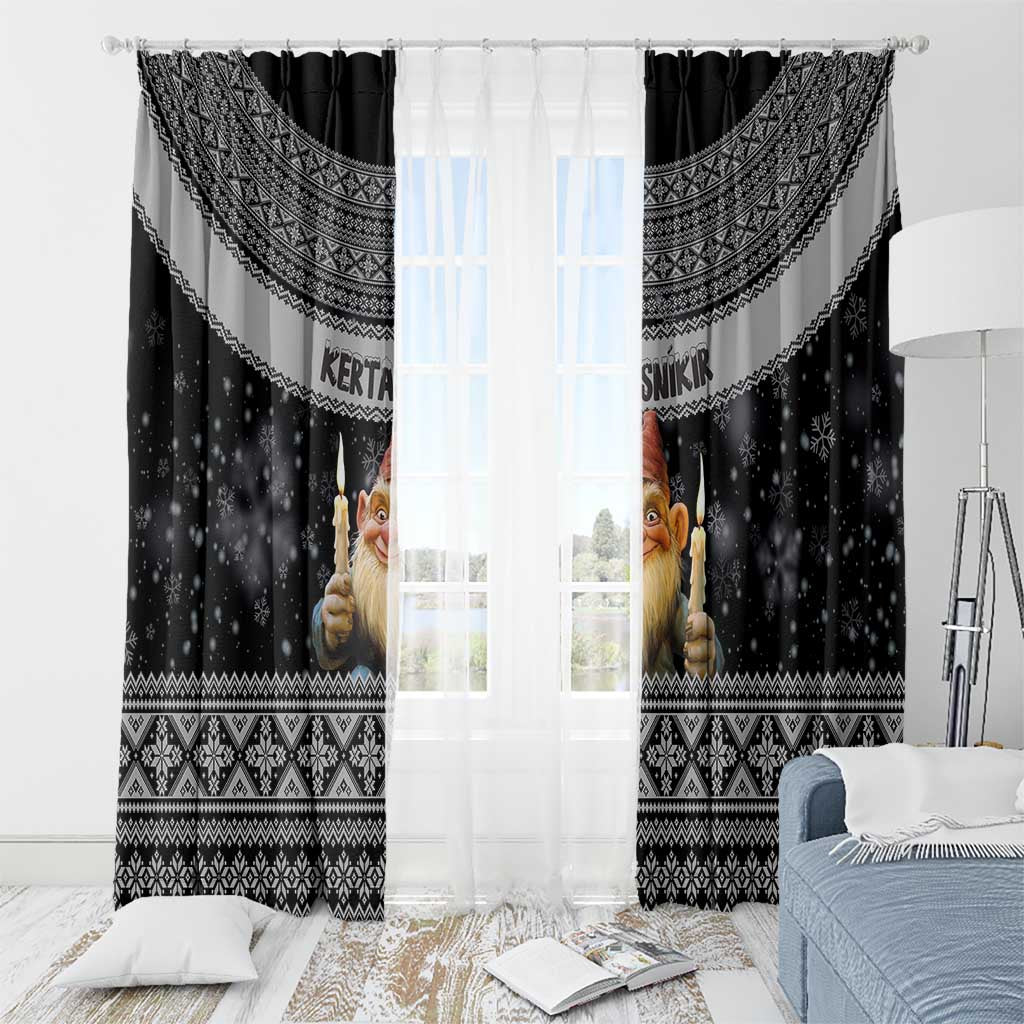 Iceland Kertasnikir Christmas Window Curtain Candle Beggar and Nordic Traditional Pattern - Wonder Print Shop