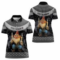 Iceland Kertasnikir Christmas Women Polo Shirt Candle Beggar and Nordic Traditional Pattern - Wonder Print Shop