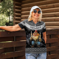 Iceland Kertasnikir Christmas Women Polo Shirt Candle Beggar and Nordic Traditional Pattern - Wonder Print Shop