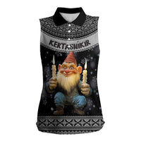 Iceland Kertasnikir Christmas Women Sleeveless Polo Shirt Candle Beggar and Nordic Traditional Pattern - Wonder Print Shop