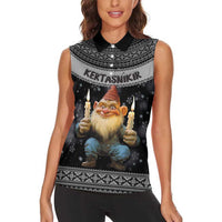 Iceland Kertasnikir Christmas Women Sleeveless Polo Shirt Candle Beggar and Nordic Traditional Pattern - Wonder Print Shop