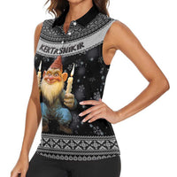 Iceland Kertasnikir Christmas Women Sleeveless Polo Shirt Candle Beggar and Nordic Traditional Pattern - Wonder Print Shop