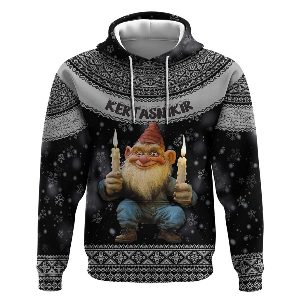 Iceland Kertasnikir Christmas Zip Hoodie Candle Beggar and Nordic Traditional Pattern - Wonder Print Shop