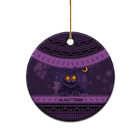 Iceland Jolakotturinn Christmas Ceramic Ornament Yule Cat and Nordic Traditional Pattern - Wonder Print Shop