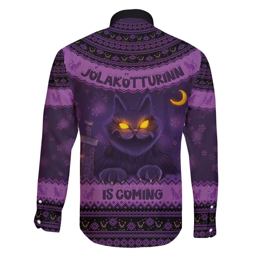 Iceland Jolakotturinn Christmas Family Matching Off Shoulder Short Dress and Hawaiian Shirt Yule Cat and Nordic Traditional Pattern - Wonder Print Shop