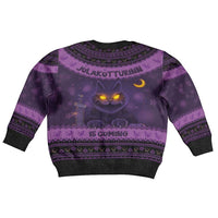 Iceland Jolakotturinn Christmas Kid Ugly Christmas Sweater Yule Cat and Nordic Traditional Pattern - Wonder Print Shop