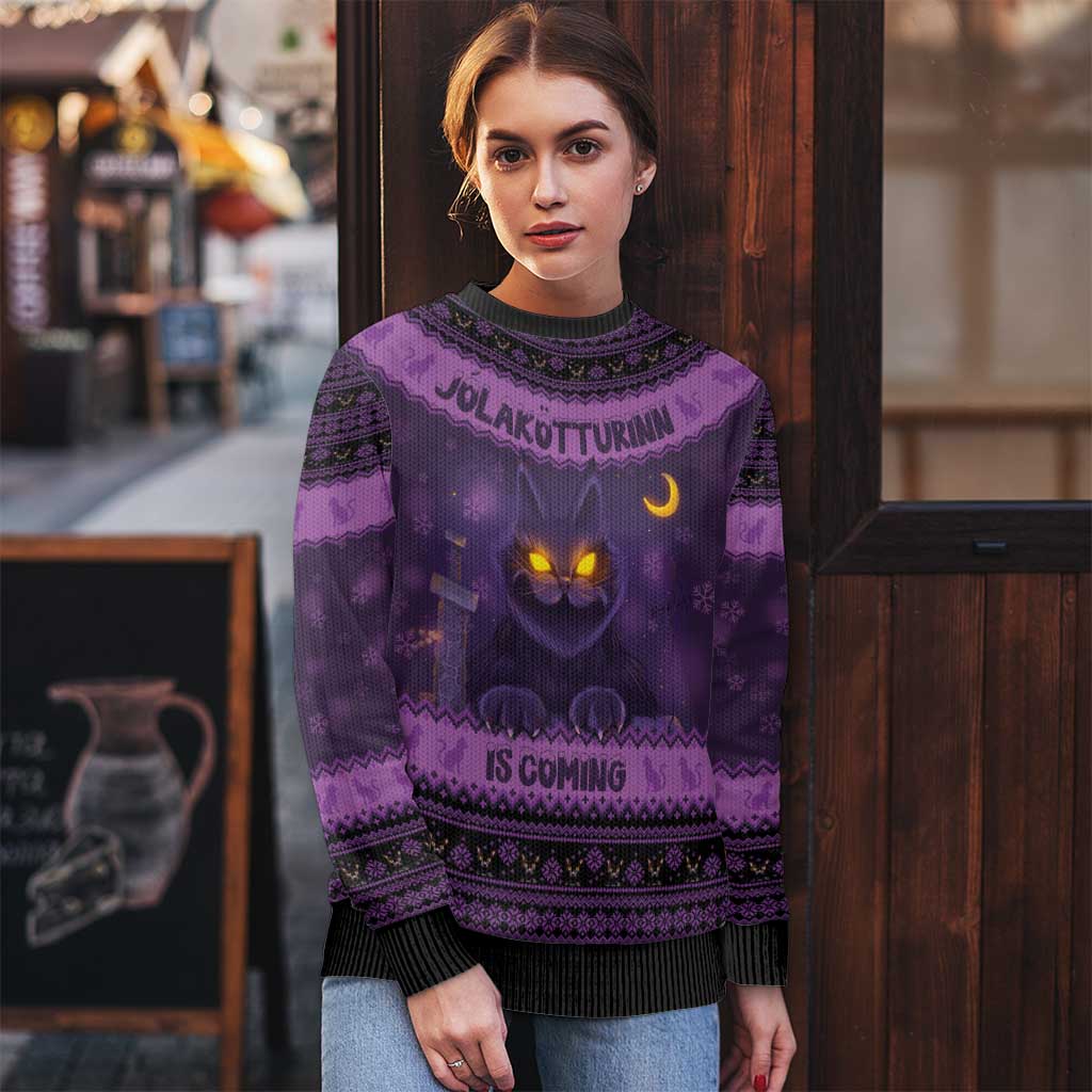 Iceland Jolakotturinn Christmas Ugly Christmas Sweater Yule Cat and Nordic Traditional Pattern - Wonder Print Shop