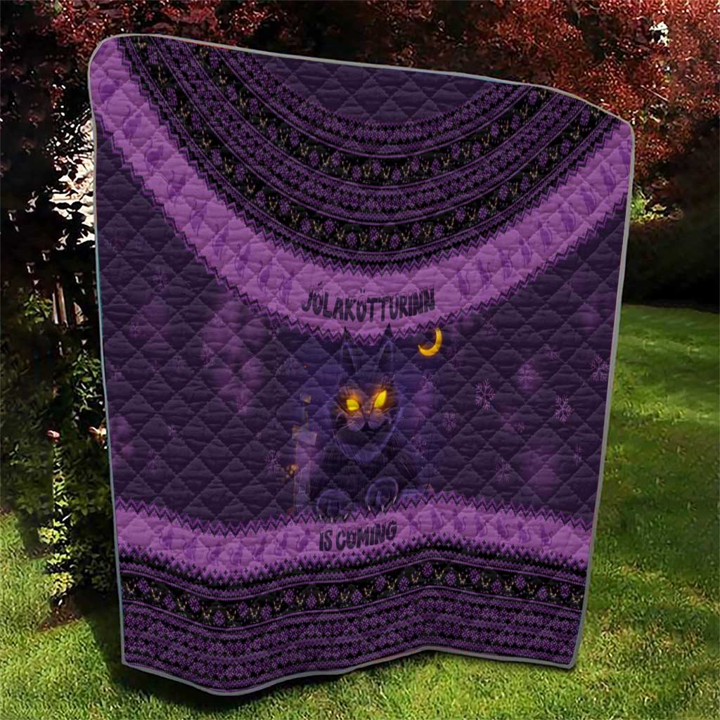 Iceland Jolakotturinn Christmas Quilt Yule Cat and Nordic Traditional Pattern - Wonder Print Shop