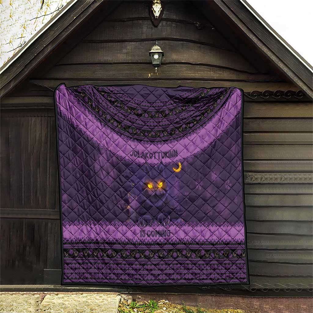 Iceland Jolakotturinn Christmas Quilt Yule Cat and Nordic Traditional Pattern - Wonder Print Shop