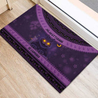 Iceland Jolakotturinn Christmas Rubber Doormat Yule Cat and Nordic Traditional Pattern - Wonder Print Shop