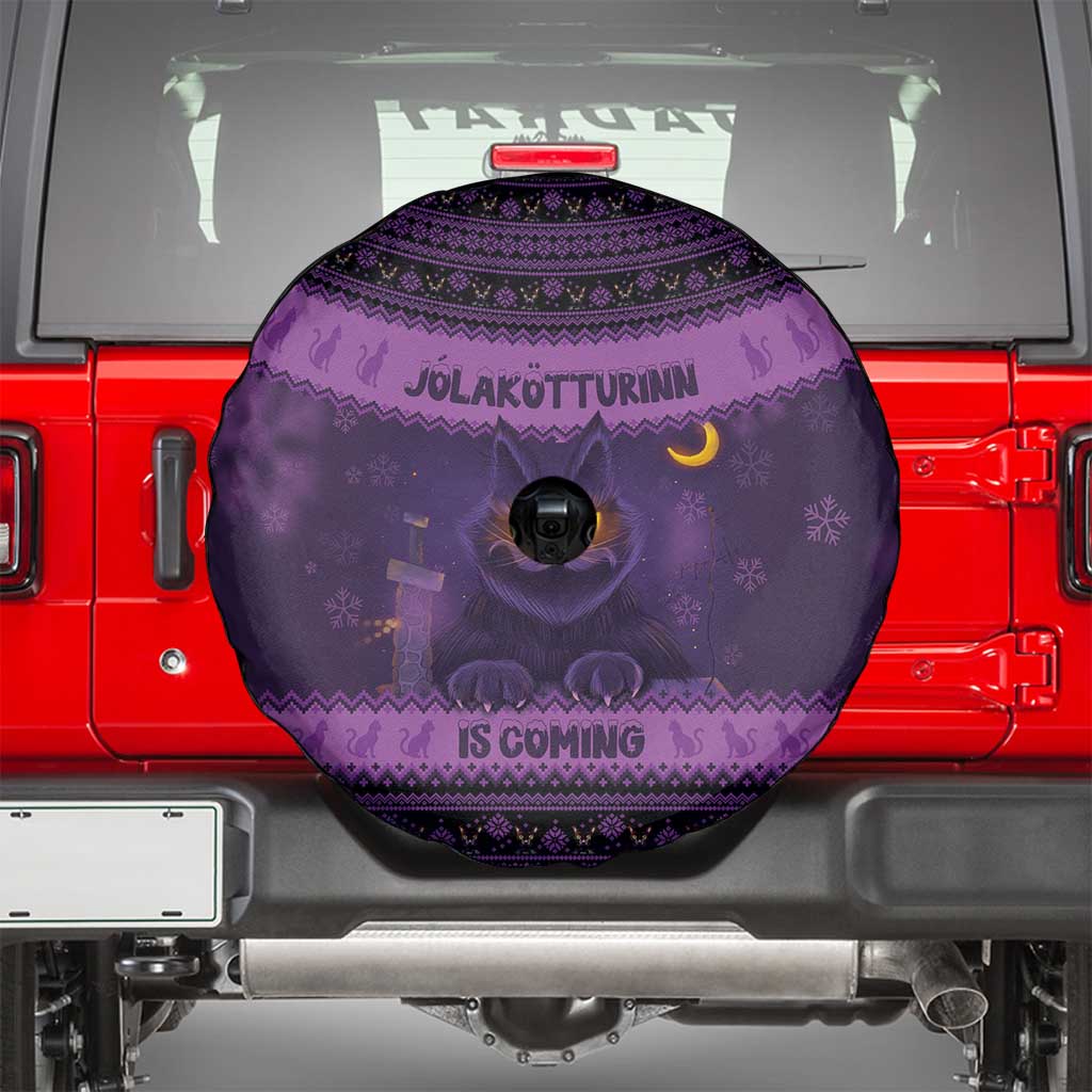 Iceland Jolakotturinn Christmas Spare Tire Cover Yule Cat and Nordic Traditional Pattern - Wonder Print Shop