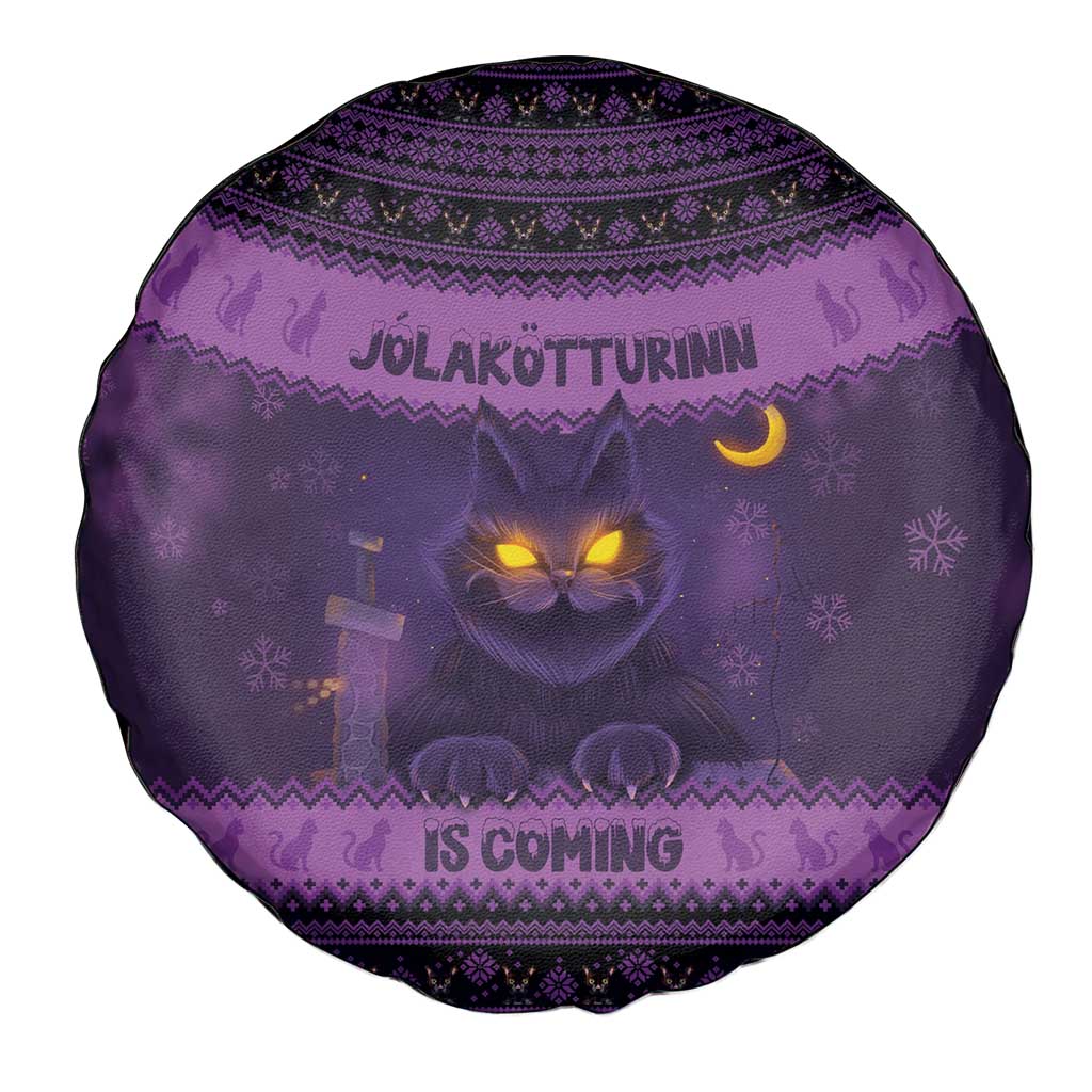Iceland Jolakotturinn Christmas Spare Tire Cover Yule Cat and Nordic Traditional Pattern - Wonder Print Shop