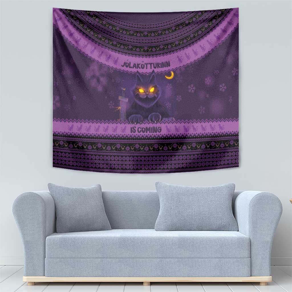 Iceland Jolakotturinn Christmas Tapestry Yule Cat and Nordic Traditional Pattern - Wonder Print Shop