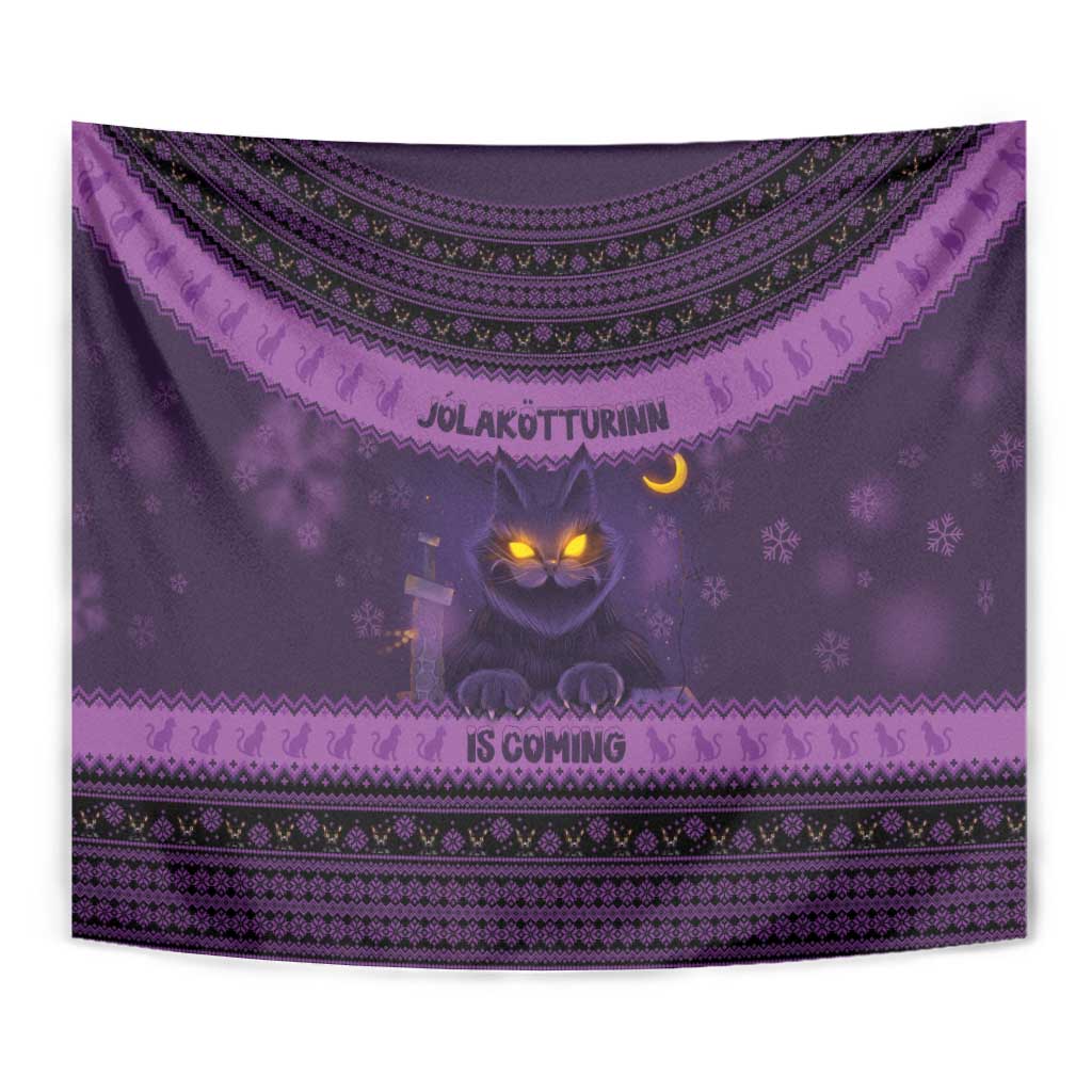 Iceland Jolakotturinn Christmas Tapestry Yule Cat and Nordic Traditional Pattern - Wonder Print Shop