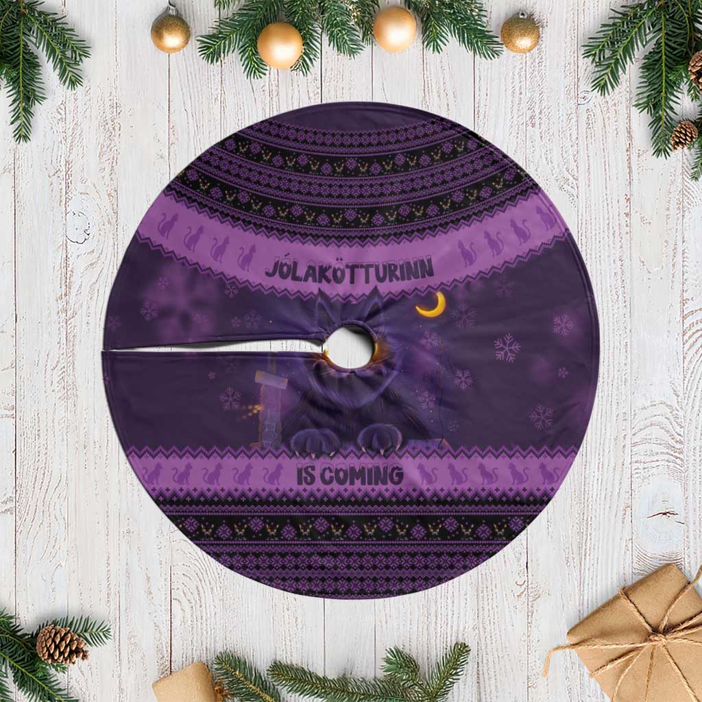 Iceland Jolakotturinn Christmas Tree Skirt Yule Cat and Nordic Traditional Pattern - Wonder Print Shop