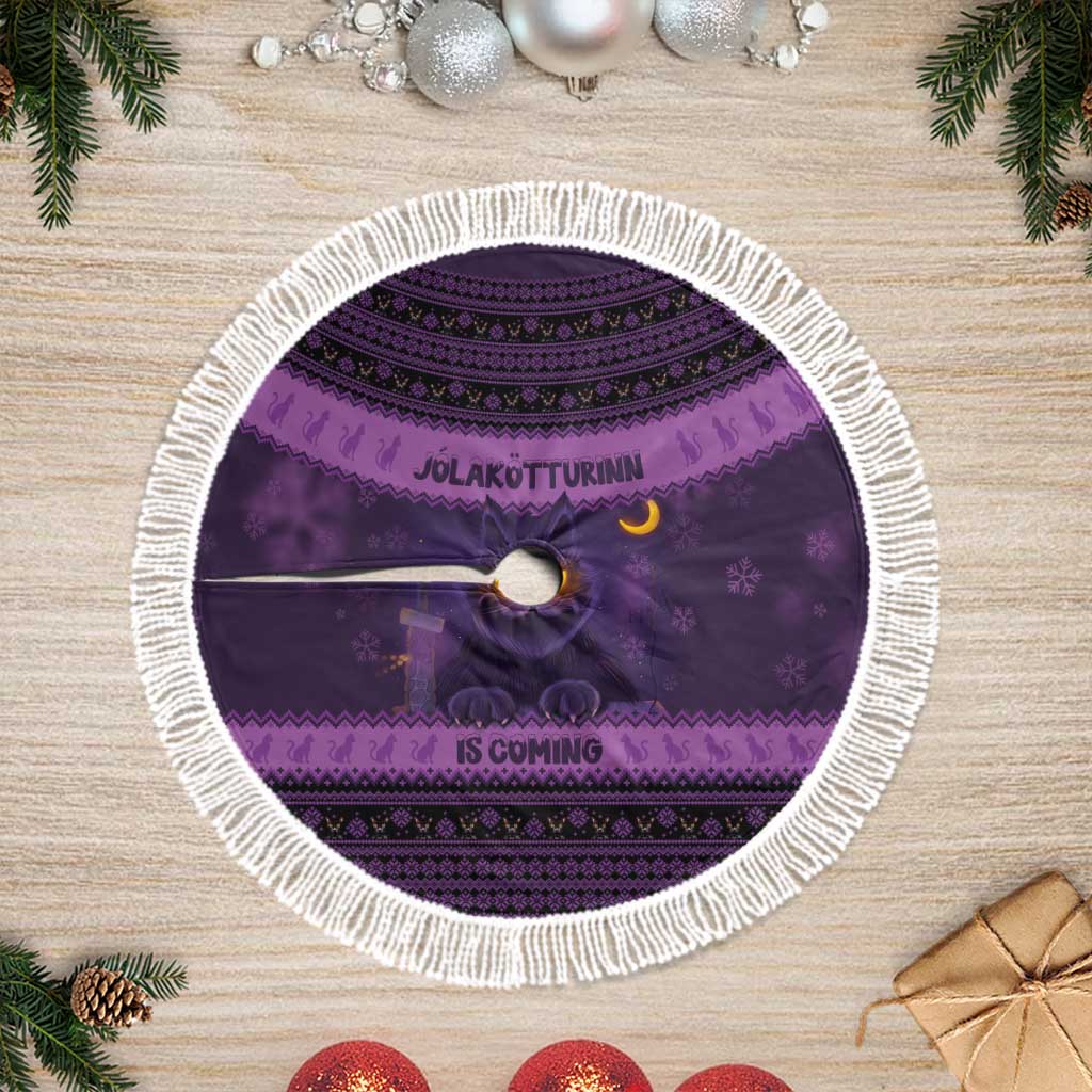 Iceland Jolakotturinn Christmas Tree Skirt Yule Cat and Nordic Traditional Pattern - Wonder Print Shop