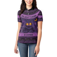 Iceland Jolakotturinn Christmas Women Polo Shirt Yule Cat and Nordic Traditional Pattern - Wonder Print Shop