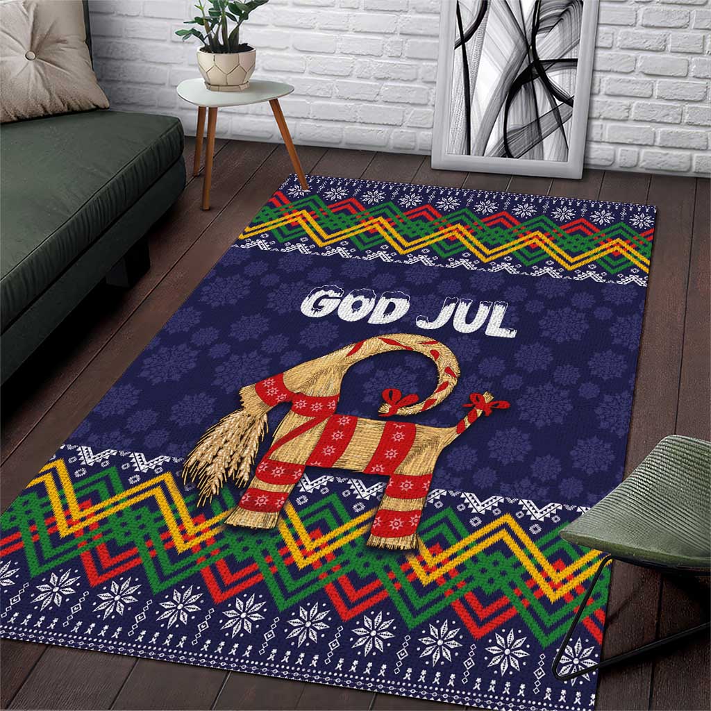 Scandinavian Yule Goat Christmas Area Rug with Scandinavian Folk Pattern Style - Wonder Print Shop